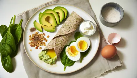 Æggewrap med avocadodip og rugkerner