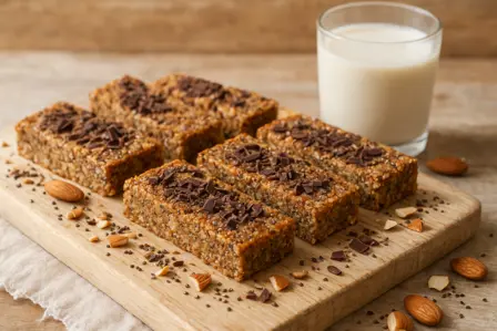 Blodsukkervenlig havrebar med peanutcreme og chiafrø