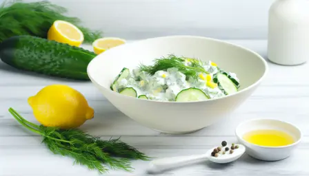 Cremet agurkesalat med dild og citronvinaigrette