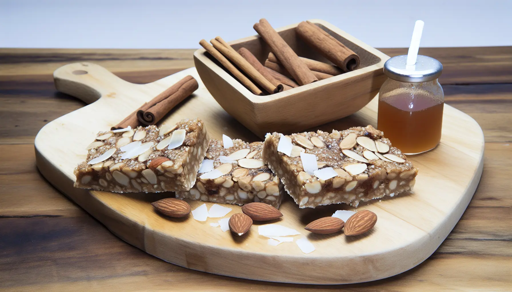 Crunchy mandel- og kokosstænger med kanel
