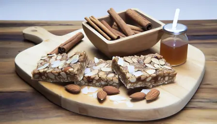 Crunchy mandel- og kokosstænger med kanel