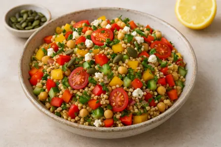 Fiberrig sommersalat med peberfrugt og fuldkornshirse