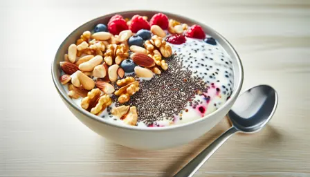 Fløjlsblød yoghurt med chia og ristede nødder