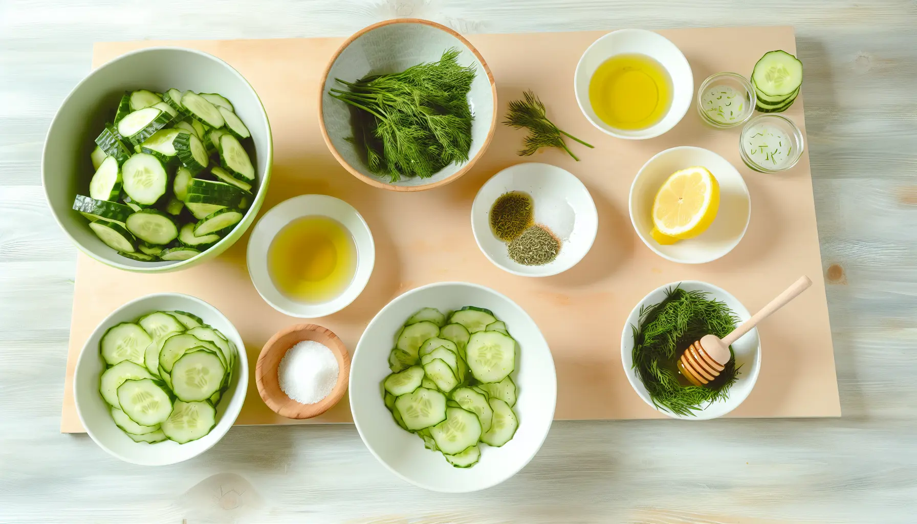 Frisk agurkesalat med dild og citrondressing