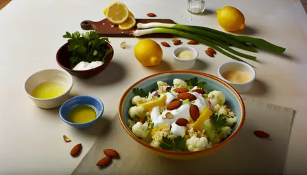 Frisk blomkålscouscous med citron og græsk yoghurt