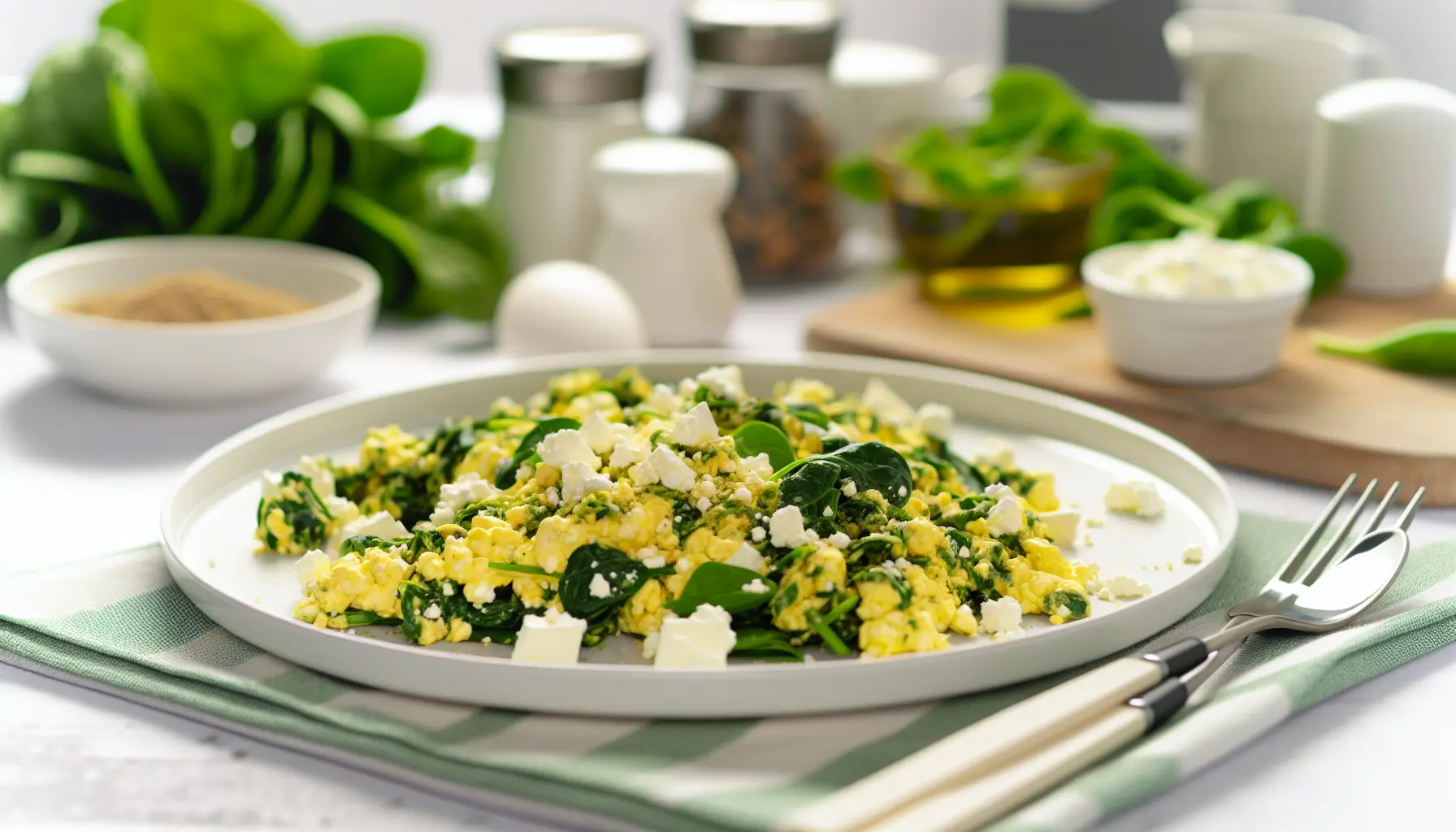 Grovmalet æggekage med spinat og feta