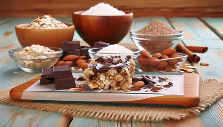 Kokos- og havrebarer med mørk chokolade
