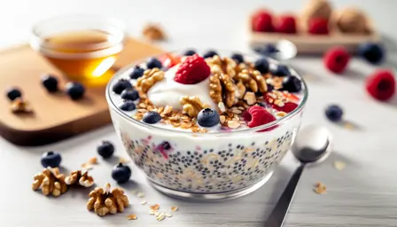 Kold havregrød med græsk yoghurt og valnødder