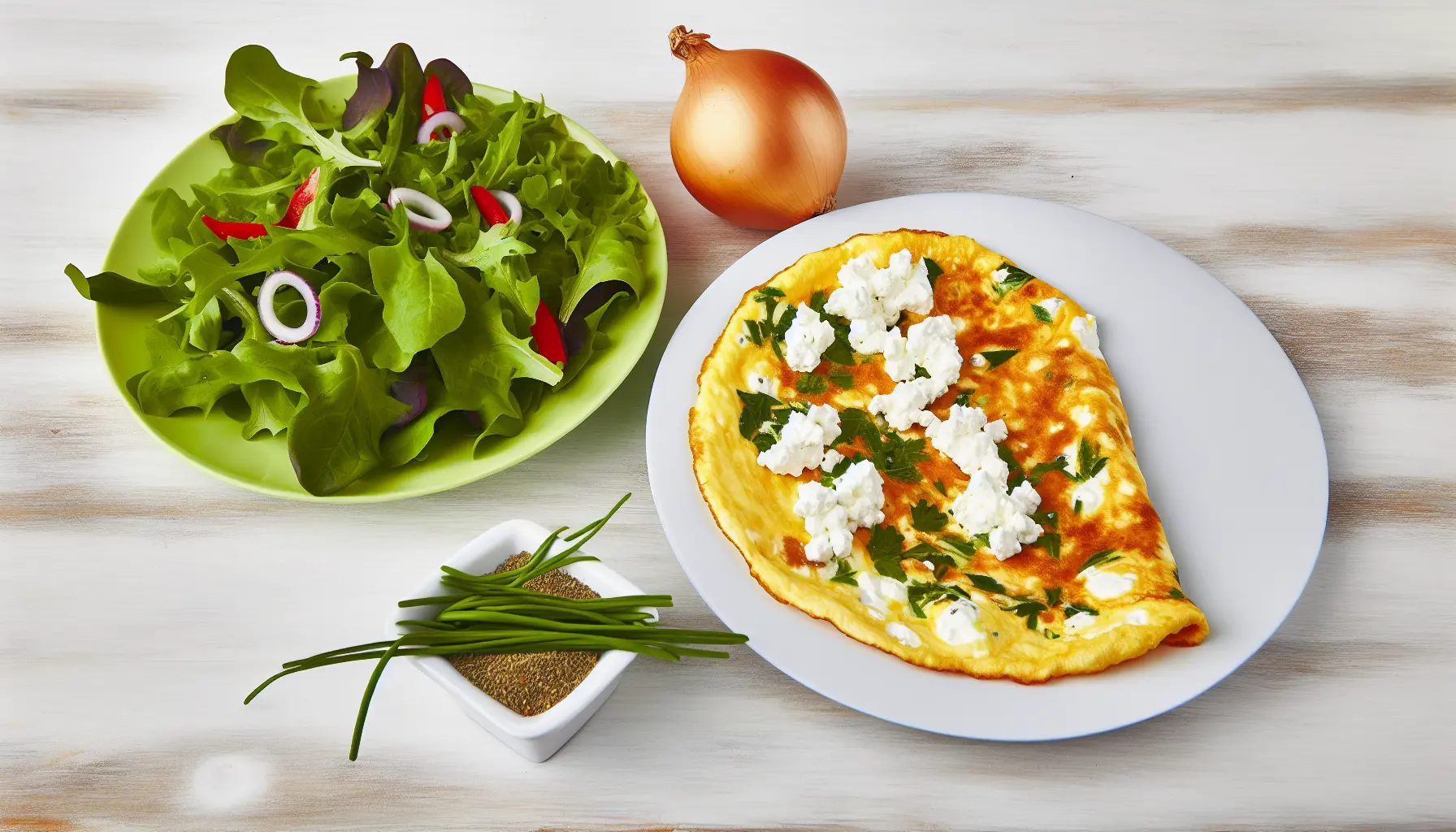 Krydret æggekage med krydderurter og cottage cheese