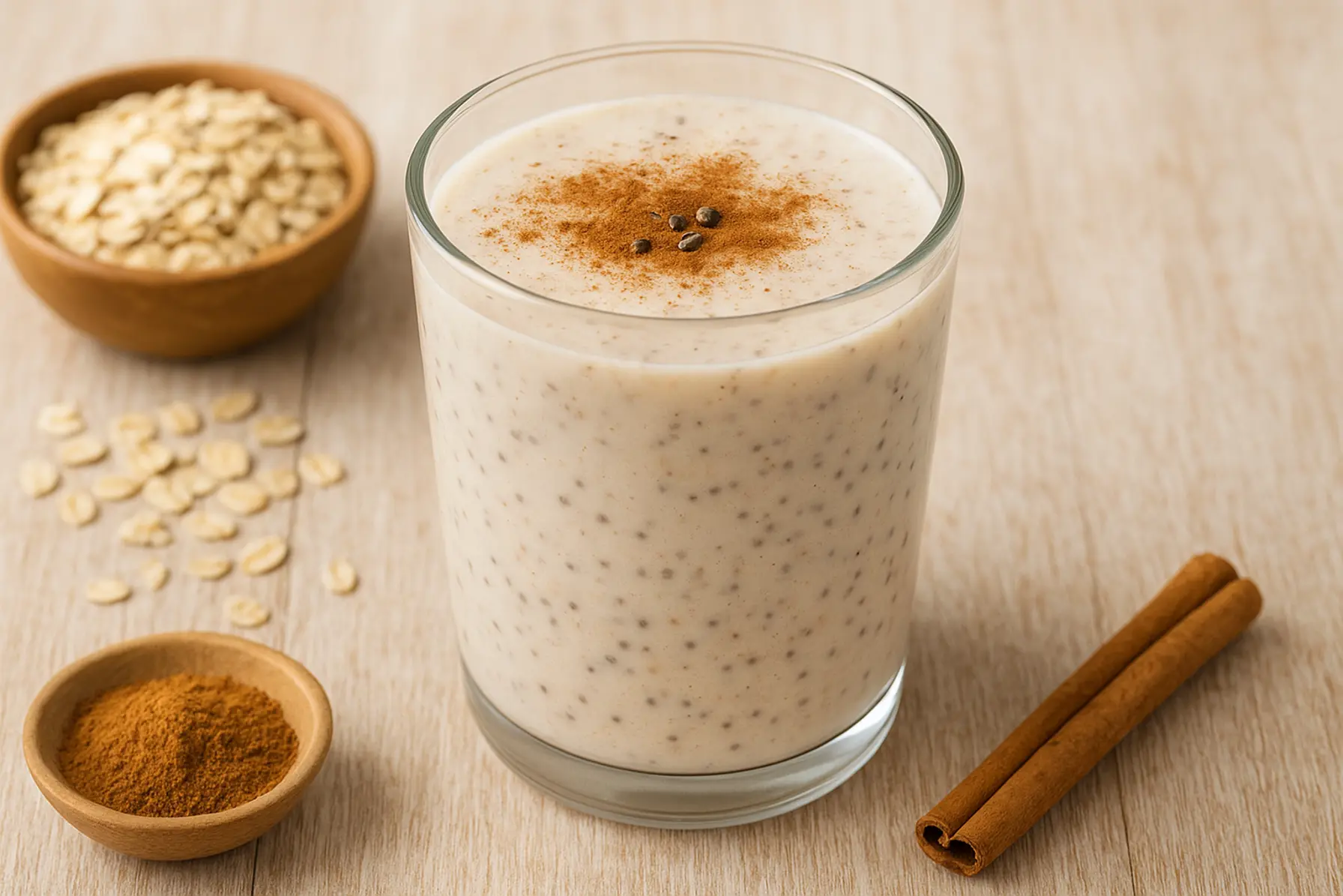 Lavglykæmisk havredrik med chiafrø og kanel