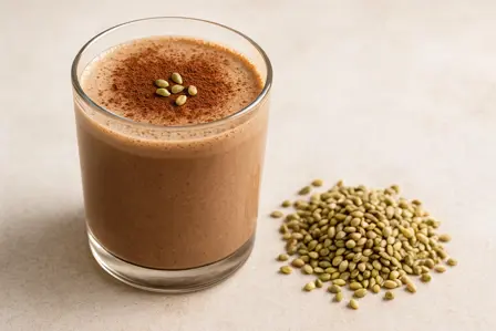 Lavglykæmisk sojadrik med hampefrø og kakao