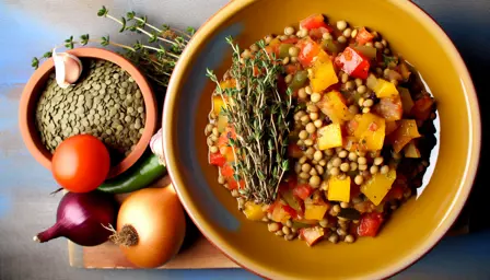 Lun ratatouille med linser og timian