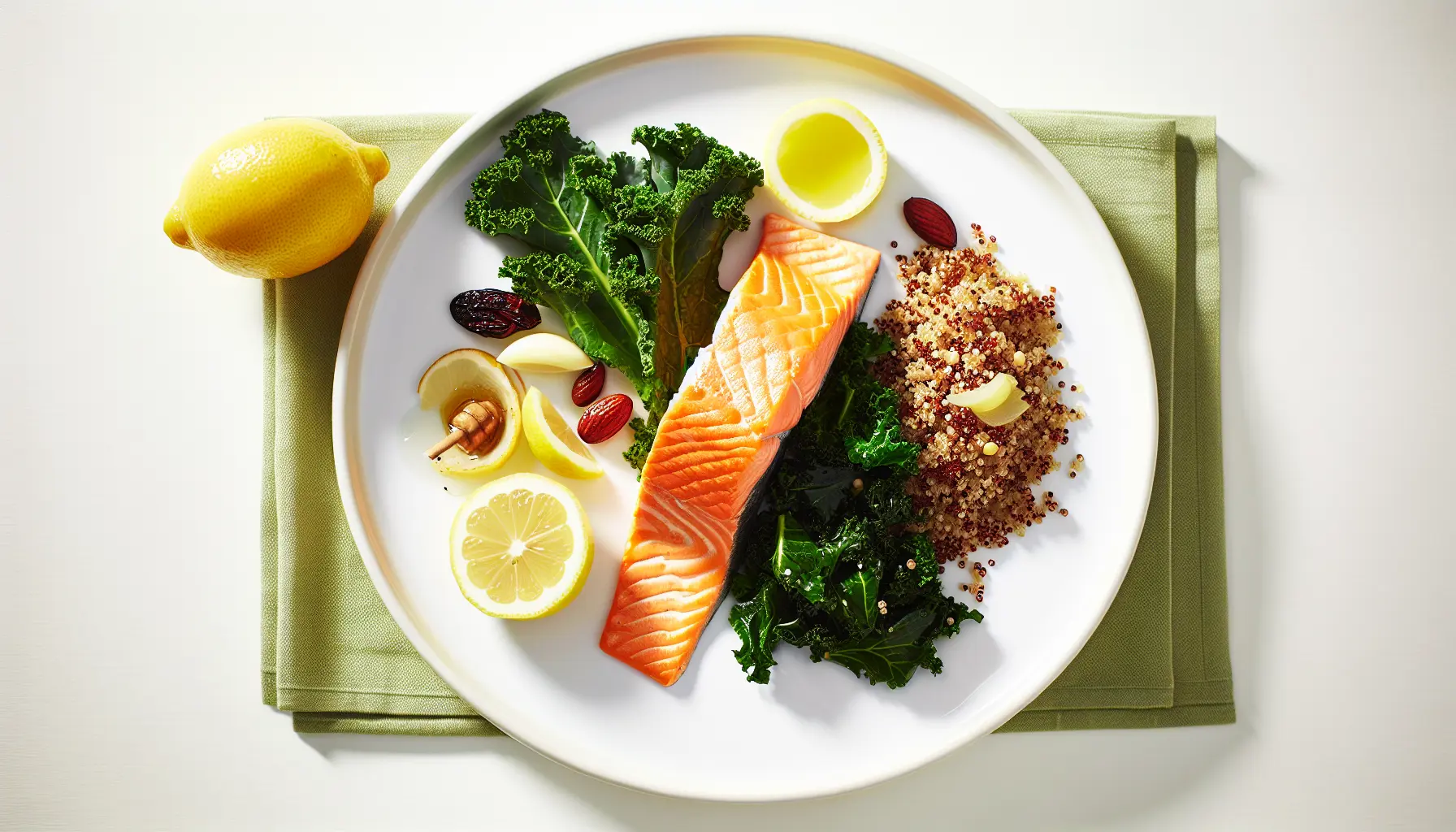 Ovnbagt laks med grønkål og quinoa