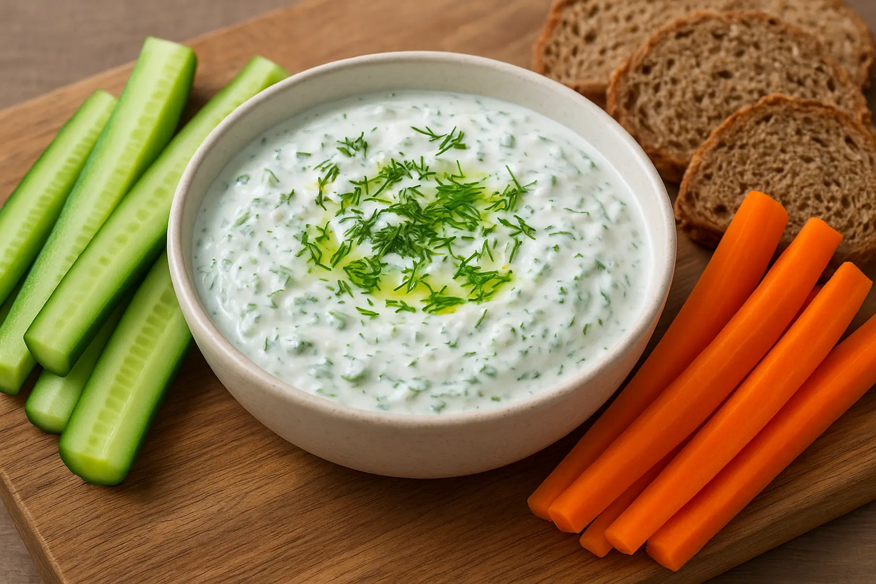 Proteinrig skyrdip med agurk og dild