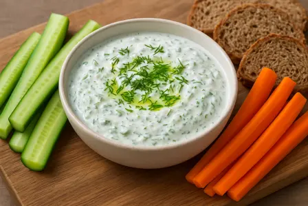 Proteinrig skyrdip med agurk og dild